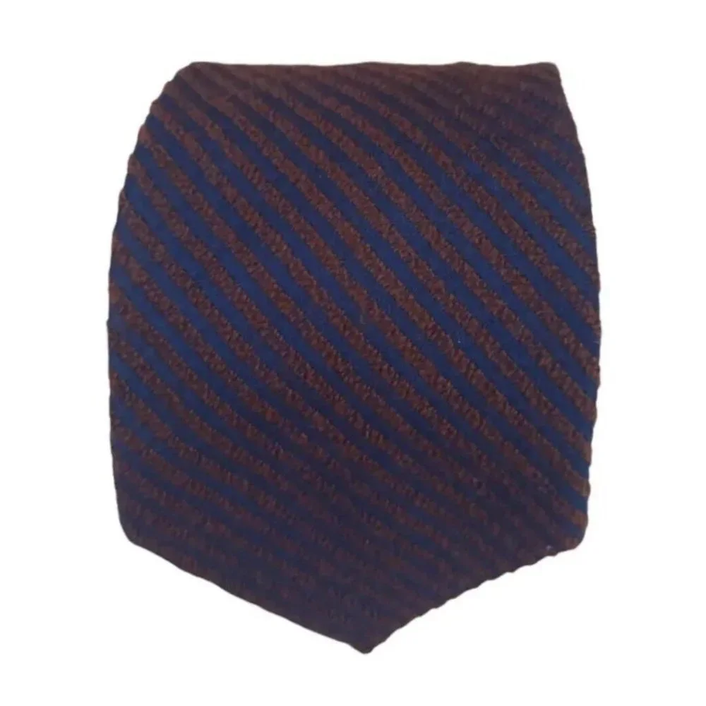 NAZARENO GABRIELLI Blue/Brown Striped Silk Tie ITALY 59